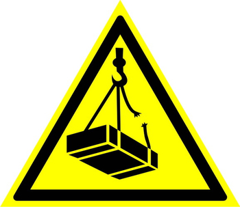 W06 опасно! возможно падение груза (пластик, сторона 200 мм) - Знаки безопасности - Предупреждающие знаки - магазин "Охрана труда и Техника безопасности"
